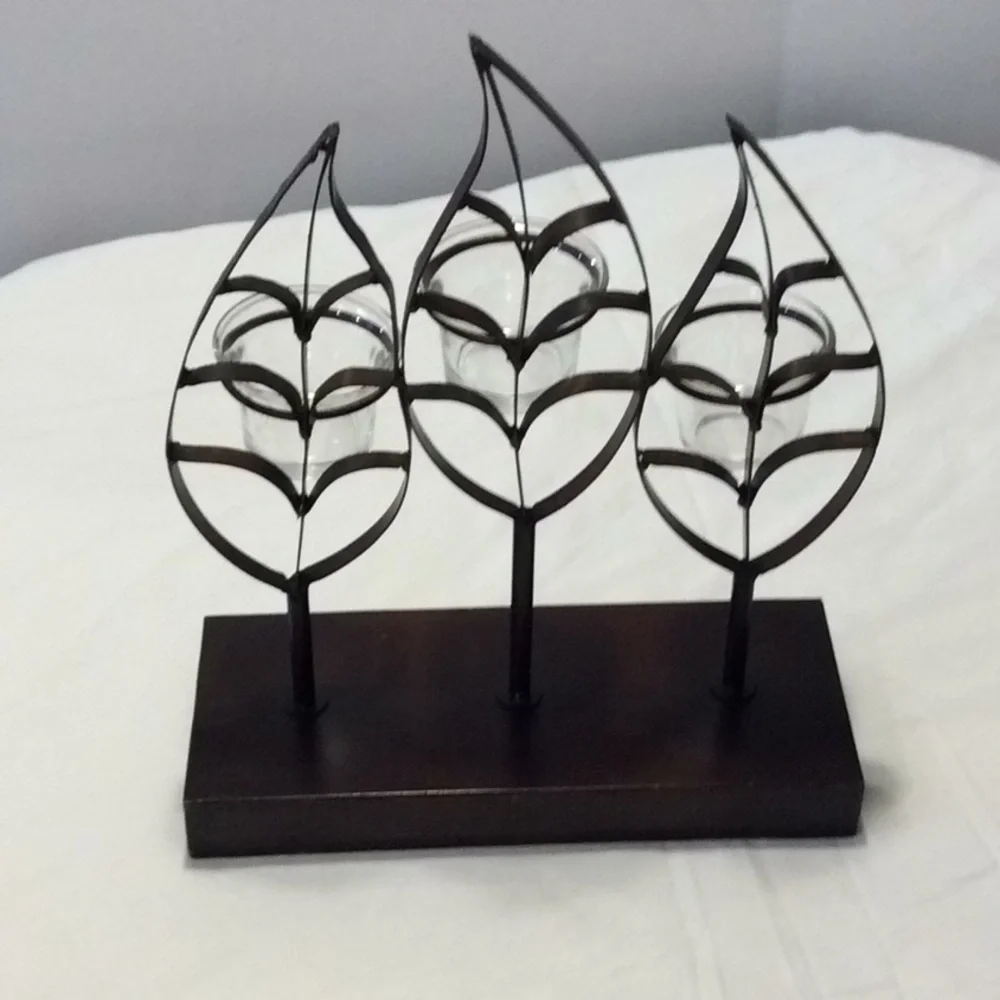 3 Leaf Votive Candle Holder Tea Lite Metal Stand